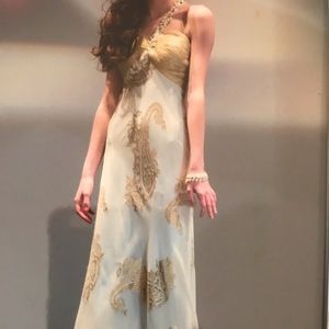 La Femme white and gold dress